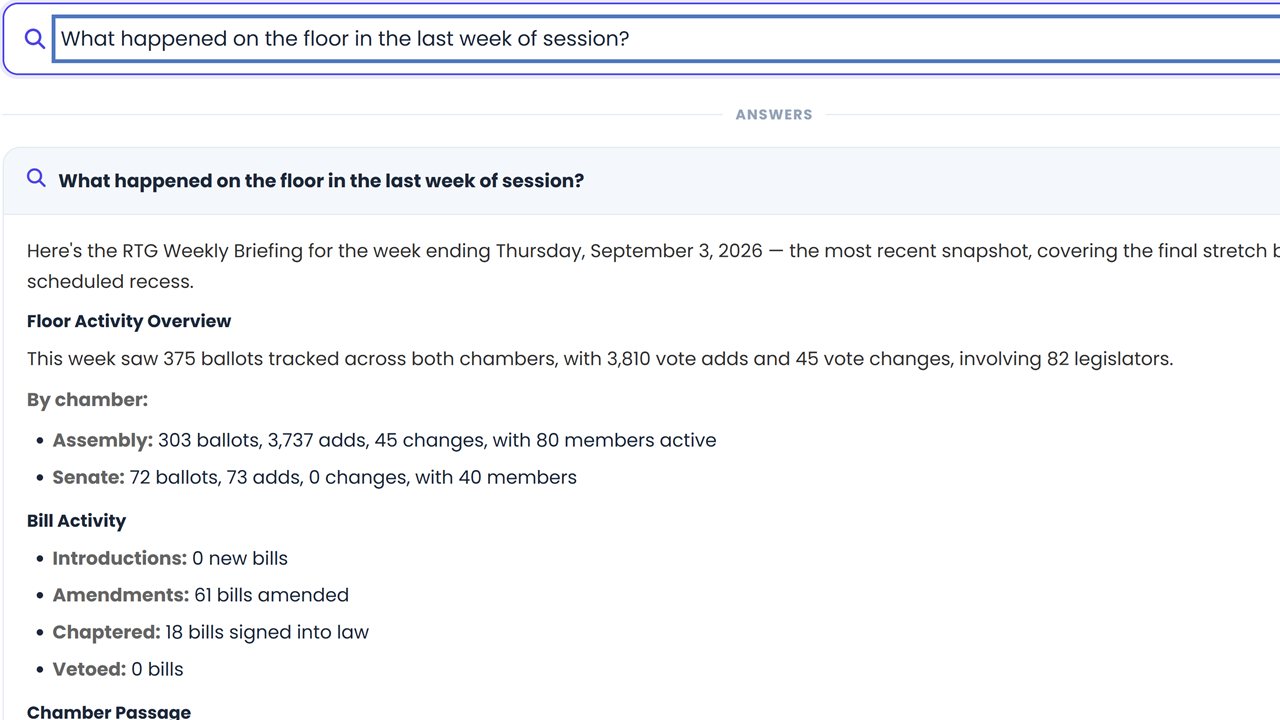 Ask Kaia: what happened on the floor in the last week of session, answered from the RTG Weekly Briefing